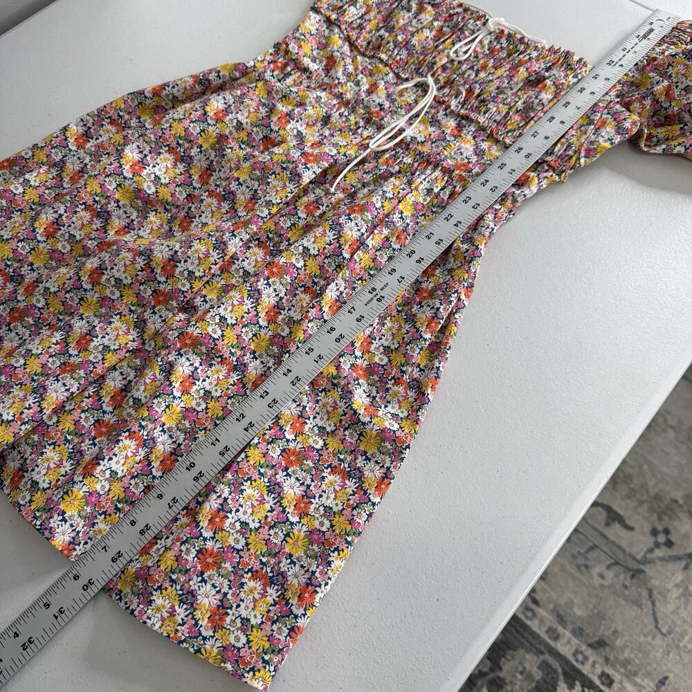 For Love & Lemons Libby Mini Dress‎ Womens XS Pink Floral Puff Sleeve Babydoll - Picture 11 of 13